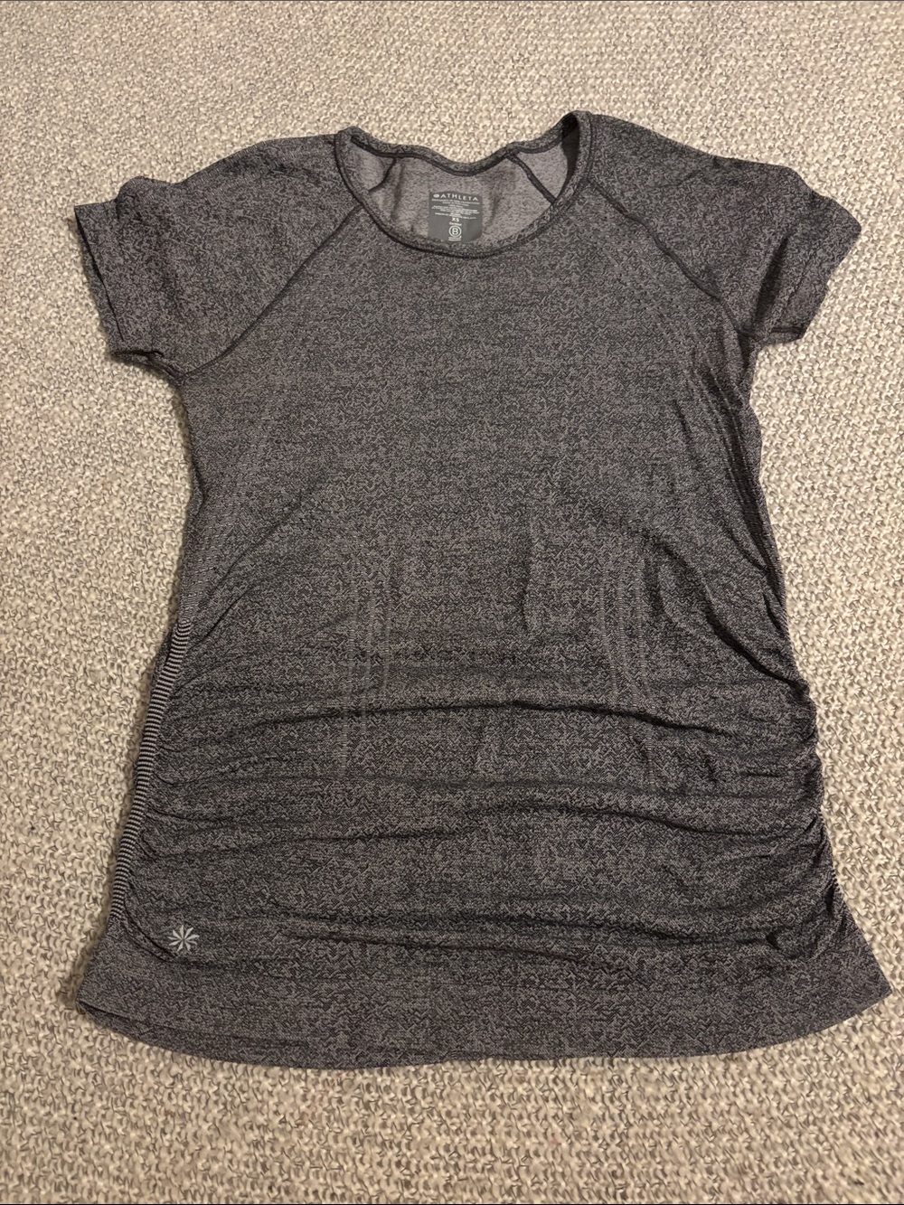 Athleta Women's Gray Heather Short Sleeve Ruched Active Tee
